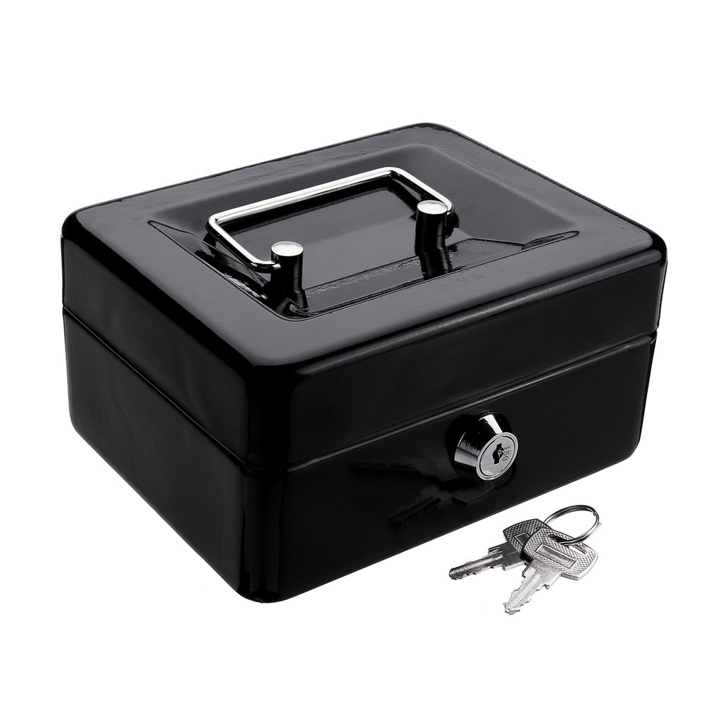 6" Cash Box Lock Bank Deposit Safe Key Security Tray Stainless Steel