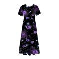thumbnail image 3 of Robes d'Été Grande Taille pour Femmes 2024 Manches Courtes Col Rond Ample Imprimé Couleur Longue Robe Économisez jusqu'à 65 %!, 3 of 4