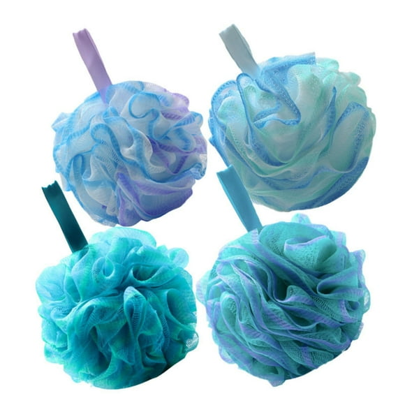 Riforla Color Changing Bath Set Of 4 Ribbon 75g Shower Puffs For & Luxurious Bathing Bath & Bathing Accessories Blue