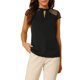 thumbnail image 5 of Blusa de manga corta con panel de malla y cuello con volantes de INSPIRE CHIC Negro S, 5 of 6