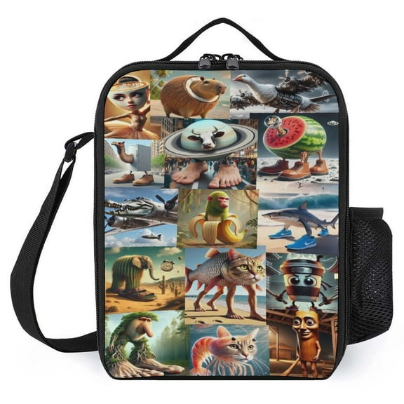 Italian Brainrot Insulated Lunch Bag Large Capacity Lunch Tote Reusable Lunch Box for Work Office Picnic