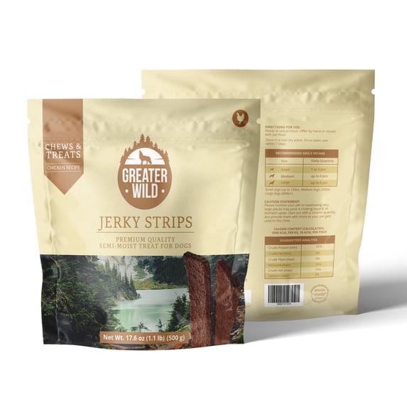 Greater Wild Chicken Recipe Jerky Strips, Semi-Moist Treats for Dogs - 17.6 oz.