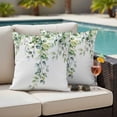 thumbnail image 4 of Summer Eucalyptus Leaves Outdoor Waterproof Pillow Covers, Pastoral Rustic Botanical Decorative Square Throw Pillowcase Sofa Cushion Sham for Patio/Couch/Chair, 18"x18" 2 Pack, 4 of 8
