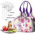 thumbnail image 4 of Pioneer Flower Floral Print Pattern Drawstring Lunch Bag Women - Drawstring Lunch Bag Insulated for Work Office - Stain-Resistant Large Lunchbags for Women with Multi-Pockets, 4 of 6