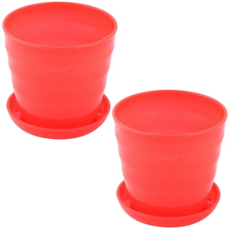 Apartment Desktop Round Cactus Plant Flower Seed Pot Tray Holder Red (Best Plants For Apartments)