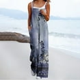 thumbnail image 2 of Olyvenn Summer Cotton Overalls for Women Plus Size Boho Casual Bib Jumpsuits Wide Leg Floral Print Baggy Rompers with Pockets Navy 14, 2 of 6