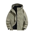 thumbnail image 4 of Mens Rain Jacket Lightweight Solid Color Windproof And Waterproof Zipper Parka Coat Athletic Coat Hooded Outwear Winter Fall Outerwear with Pockets, 4 of 5