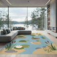thumbnail image 2 of ODIKA 8'x10' Washable Area Rug Non-Slip Chair-Friendly Mat Pastel Pond with Ducks and Turtles Charming Wildlife Illustration Reeds for Dining Room, Large Office, Lounge, 2 of 7