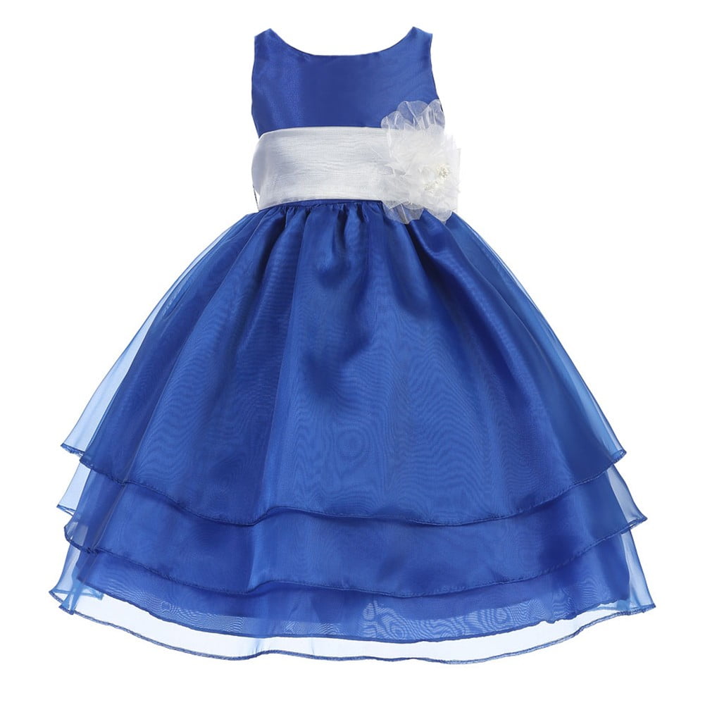 white and royal blue flower girl dresses