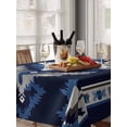 thumbnail image 6 of Navy Blue Grey Boho Table Cloth, Southwestern Geometric Vintage Ethnic Waterproof Tablecloth for Rectangle Tables, Reusable Washable Fabric Table Cover for Restaurant Kitchen Dining Tables 60"x102", 6 of 6