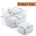 thumbnail image 2 of MDQMD 45"Giant Bean Bag Chair with Ottoman Pillow Armrest Ultra Soft Fluffy Faux Fur Oversized Comfy Lazy Sofa Memory Foam Floor Sofa Chair for Adults Living Room Bedroom Gaming White, 2 of 9