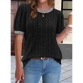 thumbnail image 6 of Women'S Textured Shirts Tops Short Cap Sleeve Shirts Loose Fit Summer Outfits Black XL, 6 of 9