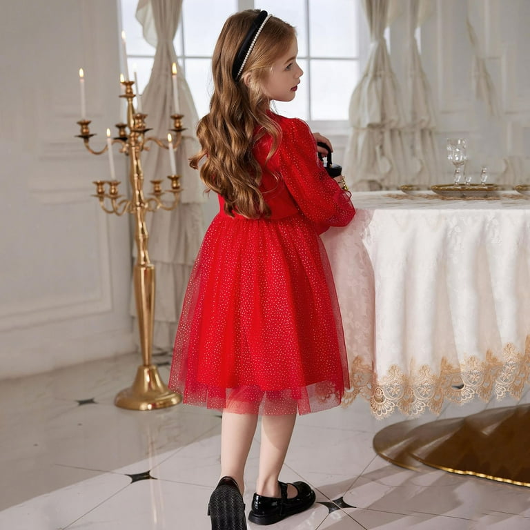 Ketyyh-chn99 Toddler Baby Girls Velvet Tutu Dress Long Sleeve Princess  Christmas Birthday Party Wedding Dresses Fall Winter Clothes for 5-6  Years,Red - Walmart.com