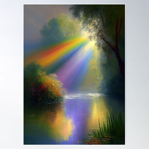 A Rainbow Shining In Heaven Poster Wall Art, Modern Wall Decor For Living Room Bedroom, 16x24 UNFRAMED