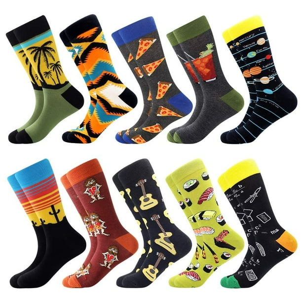 Calcetines redondos coloridos y divertidos de BISOUSOX para hombre, tallas 9-12