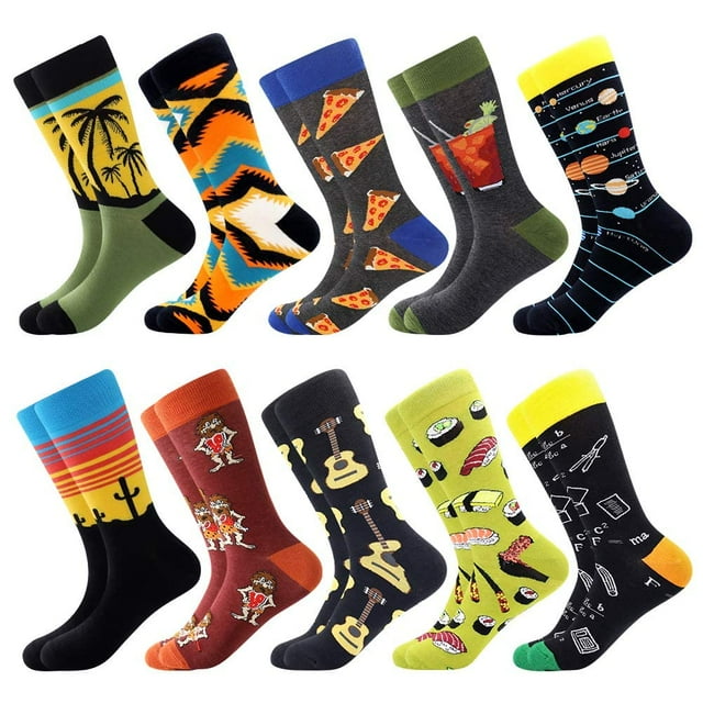 Calcetines redondos coloridos y divertidos de BISOUSOX para hombre, tallas 9-12