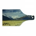 thumbnail image 1 of Mountain Cutting Board, Landscape with Road and Snow Capped Mountains Southern Alps New Zealand, Tempered Glass Cutting and Serving Board, Wine Bottle Shape, Navy Blue White Olive, by Ambesonne, 1 of 1