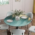 thumbnail image 5 of Modern Turquoise Gold Round Tablecloth for 55-60 Inch Tables,Fitted Table Cover with Elastic Edge,Abstract Teal Minimalist Art Waterproof Outdoor Table Cloth Protector for Patio Garden Dinner Picnic, 5 of 9