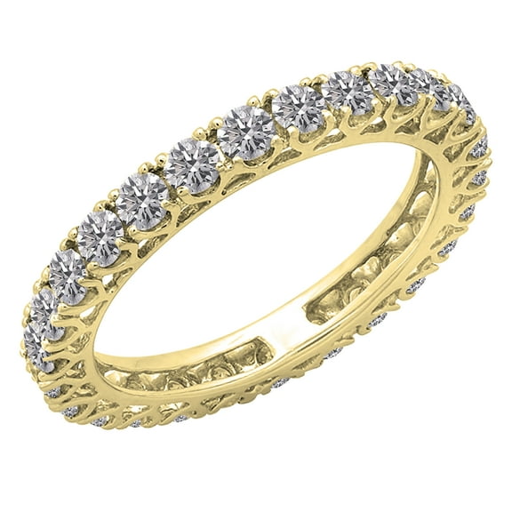 Dazzlingrock Collection 1.45 Carat (ctw) 10K Round Diamond Ladies Wedding Band Eternity Ring 1 1/2 CT, Yellow Gold, Size 7.5