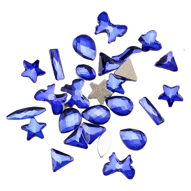 Seitruly Juego de 50 piezas de cristal de cristal de forma específica, excelente brillo para decoración de uñas, diamantes de imitación, Juegos de manicura Azul