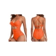 thumbnail image 3 of Womens Hollow Out Backless One-Piece Swimsuit Bikini Tight Swimwear for Beach Orange L, 3 of 6