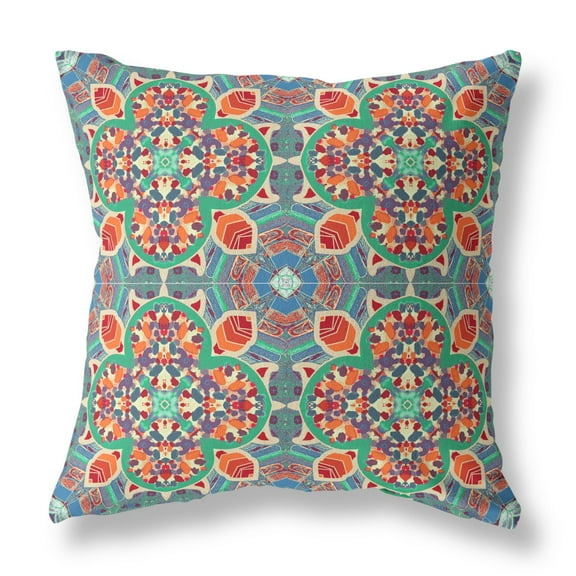 Amrita Sen Suede Orange Green Zippered Pillow With Insert CAPL545FSDS-ZP-18x18