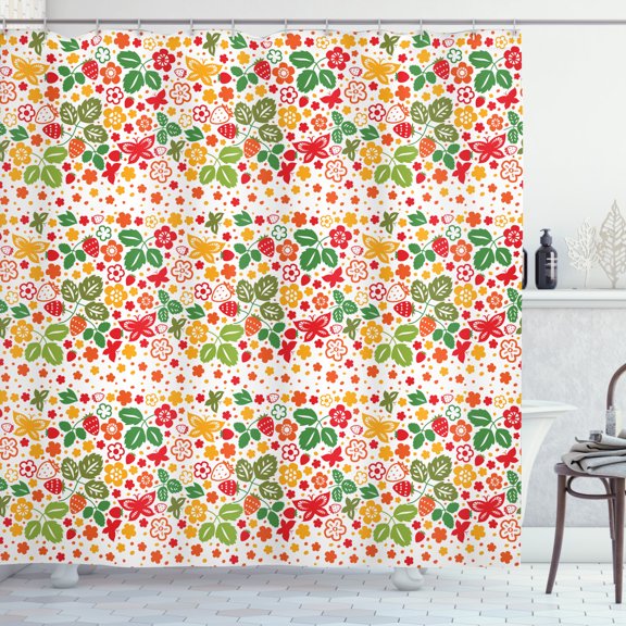 Ambesonne Strawberry Shower Curtain, Graphic Art, 69"Wx75"L, Multicolor