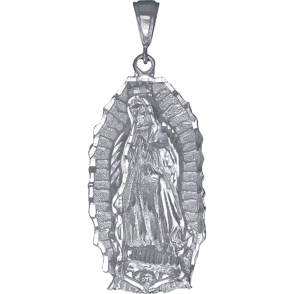EJewelryPlus Sterling Silver Virgin Mary Pendant Necklace Large 2.6
