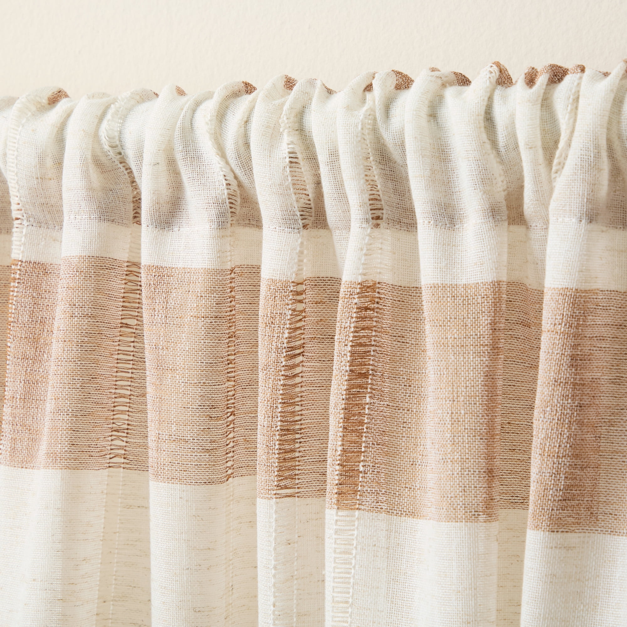 TOWN & COUNTRY BASICS Pax Semi-Sheer Stripe, Light Filtering Indoor Curtains 2-Pack Rust/Linen, 50"x96"