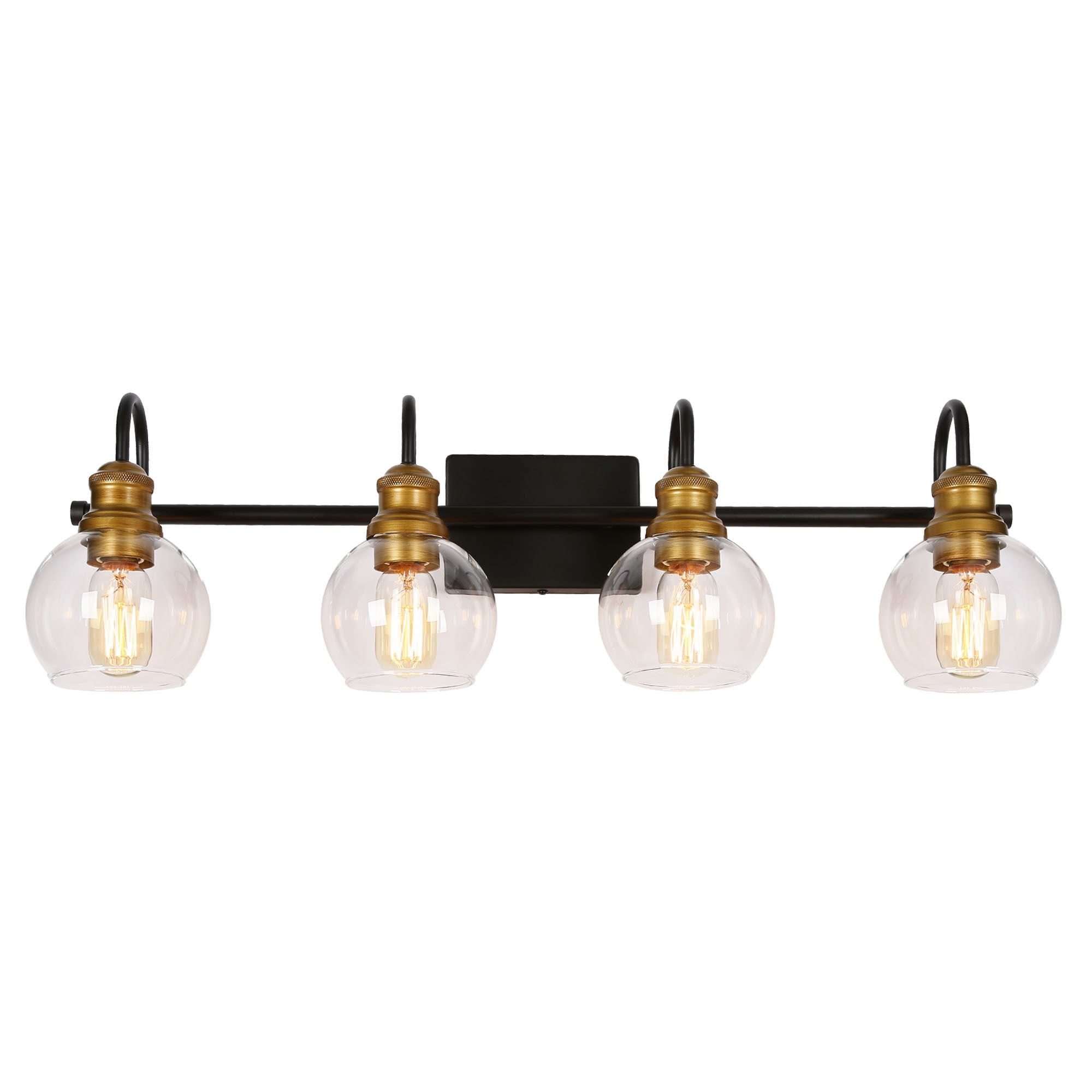 LNC 4-Light Black Modern Bathroom Vanity Lighting with Clear Glass