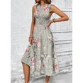 thumbnail image 5 of Sleeveless Smocked Floral Tiered Midi Dress for Women - Casual Summer Dress, 5 of 6