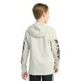 thumbnail image 2 of Boys 8-20 adidas Long Sleeve Hooded Overspray Logo Tee Color: Team Royal Size: MEDIUM, 2 of 4