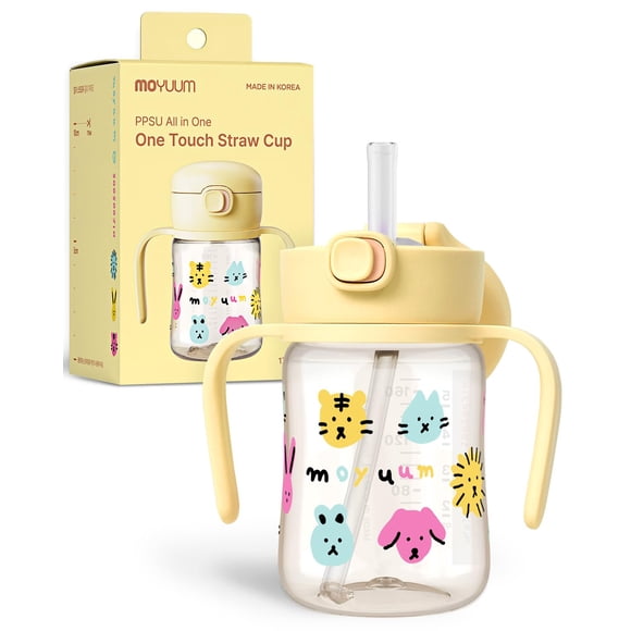 Vaso Entrenador MOYUUM 180 ml Antiderrame con Popote Amarillo