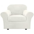 thumbnail image 2 of Stretch Velvet Plush Sofa Covers Couch Armchair Slipcover Protector with Cushion Covers, White, For 3-Seater Sofa, 2 of 13