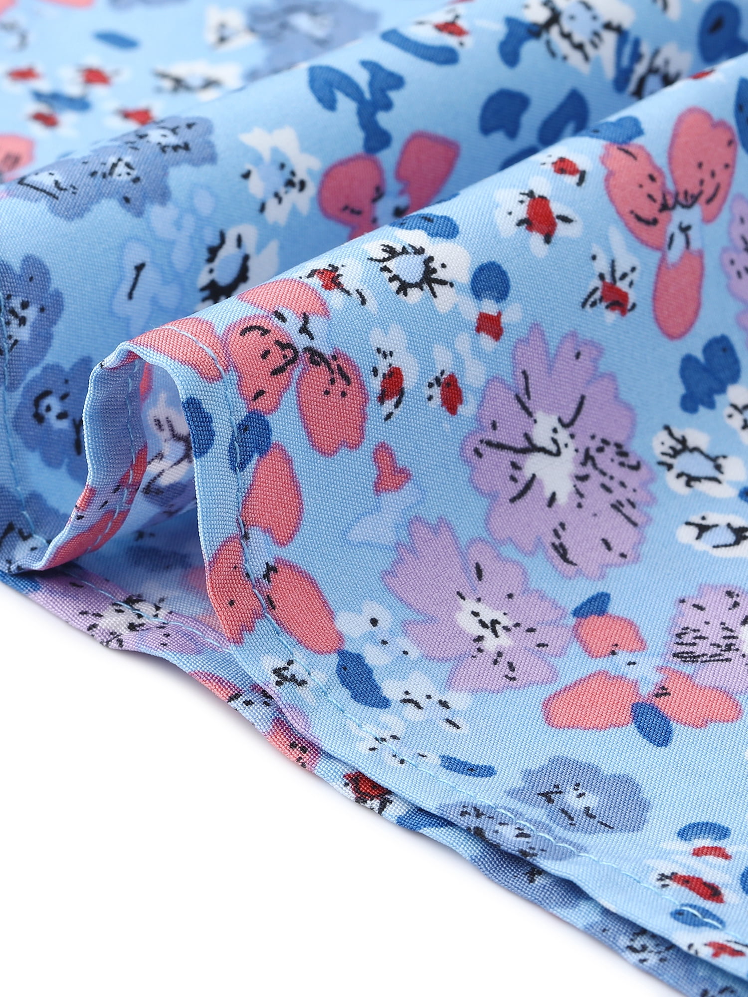 DARING DIVA Women's Plus Floral  Crew Neck Blouse Summer Crew Neck Shirt 3X Blue