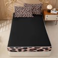 thumbnail image 4 of Erosebridal Fashion Leopard Spot Zipper Twin Comforter Sets with Fitted Sheet and 2 Pillowcases for Girls, Rustic Animal Print Zipper Bedding Set, Black Reversible, 4-Piece, 4 of 7