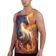thumbnail image 2 of Gukieu Rainbow Sunset Cloud White Horse Print Men's Quick Dry Fitness Vest, Round Neck Sleeveless Fitness Bodybuilding Top-3X-Large, 2 of 7