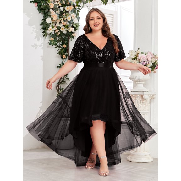 Beauty-Emily Plus Size Ladies Evening Dress, Bridesmaid Dress Wedding Guests Prom Prom Dinner Formal Banquet Plus Size Ladies Dress