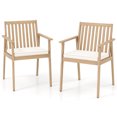 thumbnail image 1 of Gymax 2 PCS Patio Dining Chairs w/ Removable Padded Cushion Armrests & Teak Oil Finish, 1 of 10
