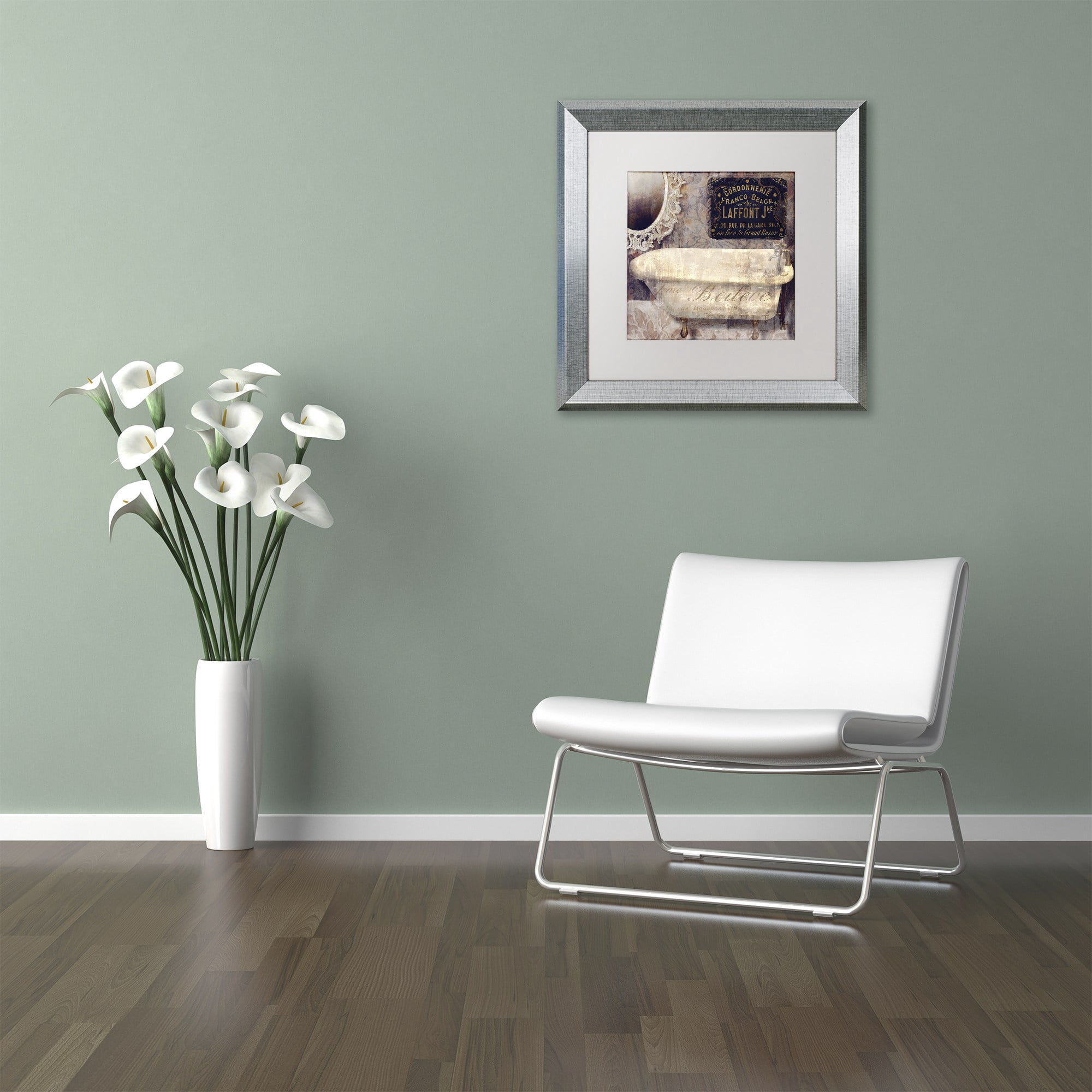 Trademark Fine Art "Le Bain Paris I" Canvas Art by Color Bakery White Matte, Silver Frame