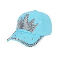 thumbnail image 3 of SPRING PARK Fashion Women Candy Color Crown Faux Pearl Rhinestone Baseball Cap Tiara Snapback Outdoor Sun Hat, 3 of 7
