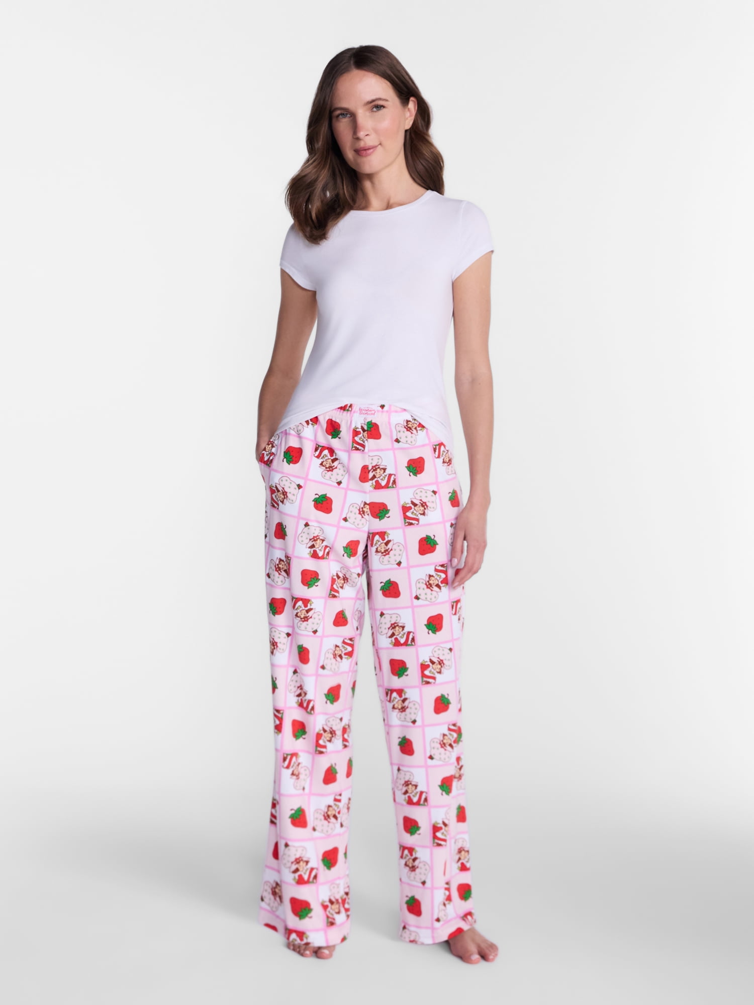 Strawberry Shortcake Women’s Wide Leg Velour Sleep Pants, Sizes XS-3X