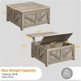 thumbnail image 3 of Lift Top Coffee Table, Square Farmhouse Coffee Table with Hidden Storage Compartment, Wood Center Table for Living Room, Home Office, Gray, 3 of 9