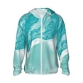 thumbnail image 1 of Balery Teal Turquoise 1 Sudadera ligera de manga larga con capucha y protección solar UPF 50+ para hombre y mujer, ideal para pesca y running-Small, 1 of 7