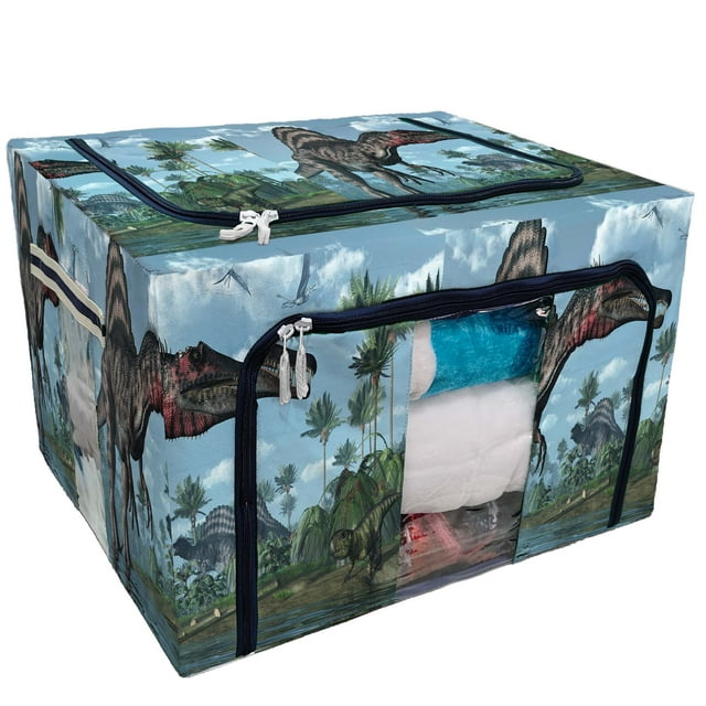 EREHome dinosaurs spinosauruses psittacosaurus dorygnathuses in flight Storage Bag Clear Window Storage Bins Boxes Large Capacity Foldable Stackable Organizer With Steel Metal Frame For Clothes,Closets
