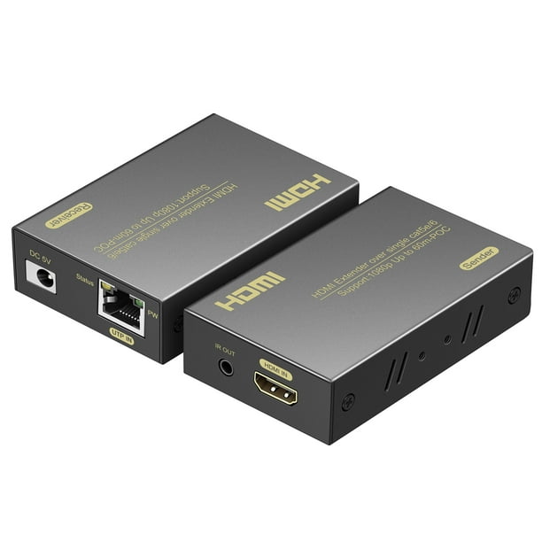 HDMI Extender over Cat5e/6, Single Power POC, for Firestick Roku Projector PC and More
