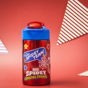 Zak Designs 15.5 oz Kids Water Bottle Stainless Steel with Push-Button Spout and Locking Cover, Marvel Spider-Man