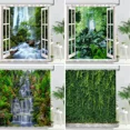 thumbnail image 2 of Forest Waterfall Outdoor Landscape Shower Curtain Tropical Plants Nature Landscape Polyester Fabric Bath Curtains Bathroom r, 2 of 6