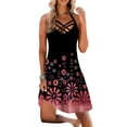 thumbnail image 1 of JustVH Womens Floral Print Sleeveless Sundress A-line Swing Dress, 1 of 2