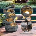 thumbnail image 5 of Modern Outdoor Water Fountain with LED Lights and Bird Design, 5-Tier Resin Garden Feature for  Deck, 5 of 6